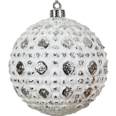 Ασημί Πλαστική Χριστουγεννιάτικη Μπάλα 8cm (Σετ 6 τμχ)